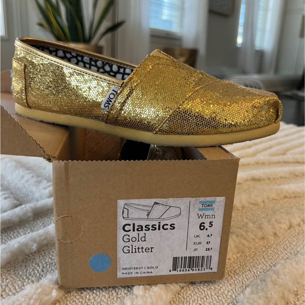 TOMS Classics Gold Glitter — EUC